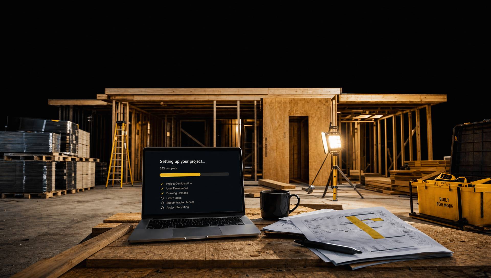 How do I finish a construction software setup that was never finished?